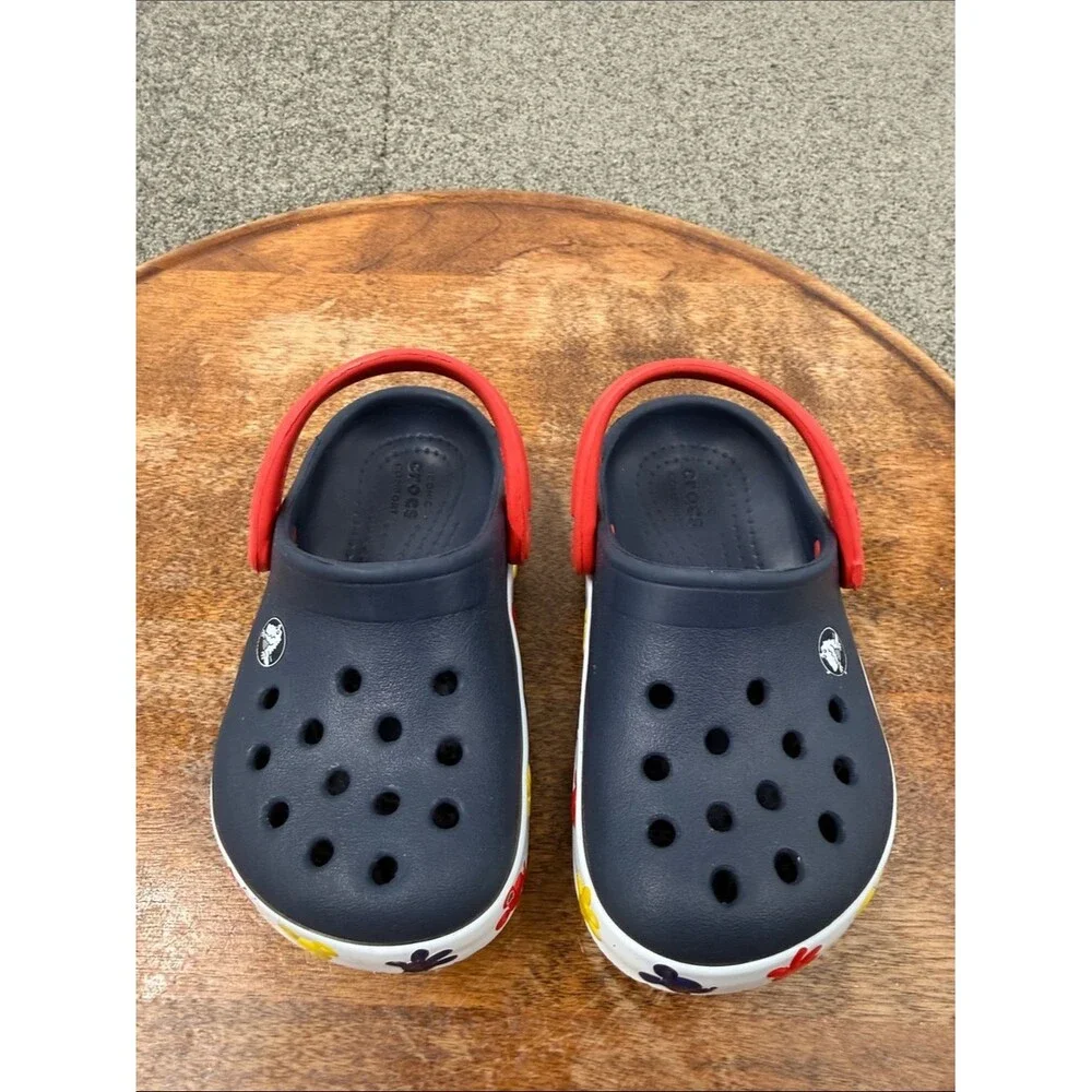 CROCS Shoes Little Kids 7 Navy Blue Clog Red Strap Mickey Mouse Disney